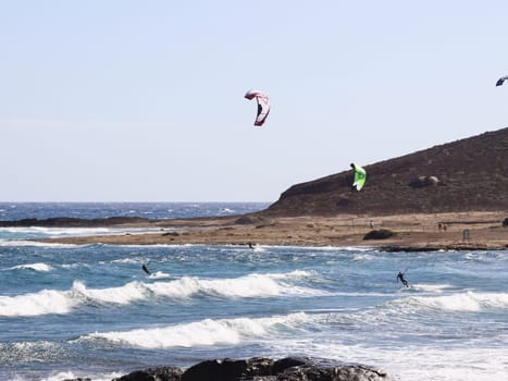 Flying on a wing. The parachute to hover. Skydiving, sport for the brave.