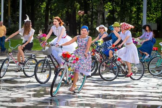 Russia, Volgodonsk - June 30, 2015: Bicycle riding. Cycling the sport accessible to all