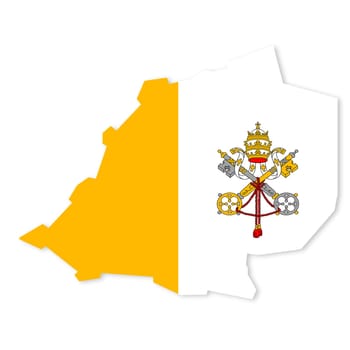 A Vatican City flag map on white background with clipping path 3d illustration
