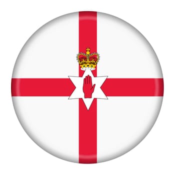 A Northern Ireland flag button 3d illustration with clipping path