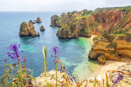 Overlooking Praia do Camilo, famous beach near Lagos in the Algarve, Portugal
