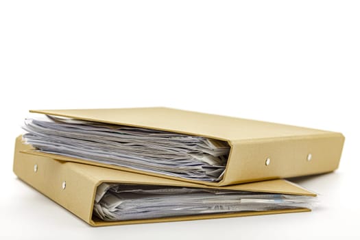 Cardboard folders for document storage. Selective focus with shallow depth of field.
