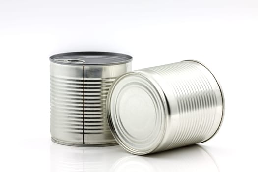 Cylindrical tin can for the food industry.Selective focus with shallow depth of field.