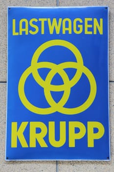 Bonn, Germany Jun 10, 2019: Fried. Krupp Motoren und Kraftwagenfabriken (short: Krupp Krawa) was a subsidiary of the German heavy industry company Krupp (today part of ThyssenKrupp) and manufactured commercial vehicles, trucks, dump trucks and buses that bore the Krupp brand name.