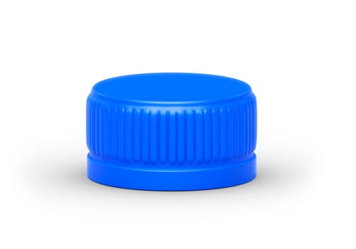 Blue plastic bottle caps isolated on white background