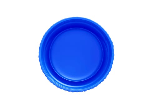 Blue plastic bottle caps isolated on white background