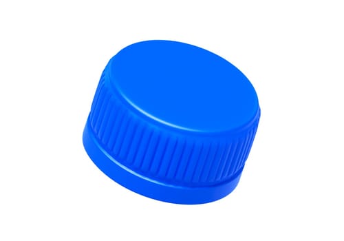 Blue plastic bottle caps isolated on white background