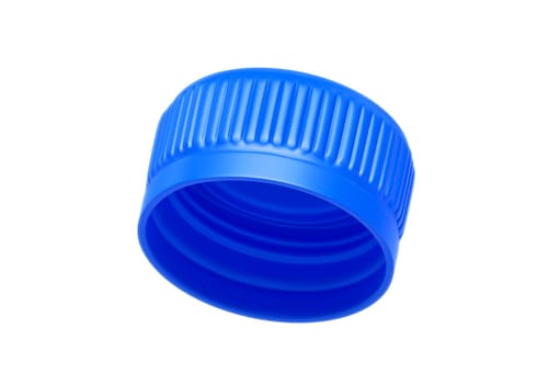Blue plastic bottle caps isolated on white background
