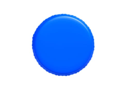 Blue plastic bottle caps isolated on white background