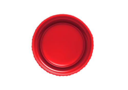 Red plastic bottle caps isolated on white background