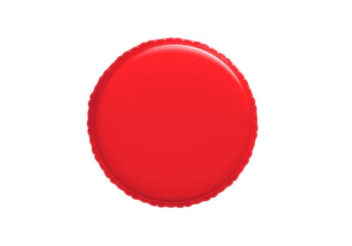 Red plastic bottle caps isolated on white background