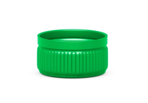 Green plastic bottle caps isolated on white background