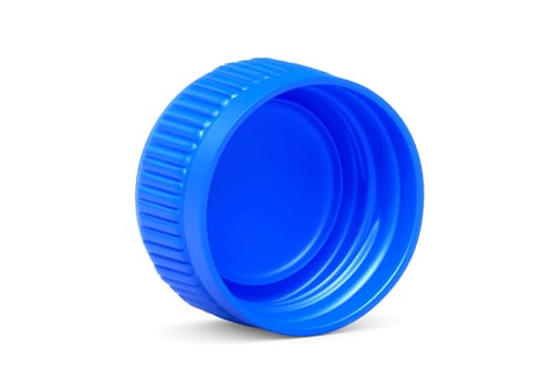 Blue plastic bottle caps isolated on white background