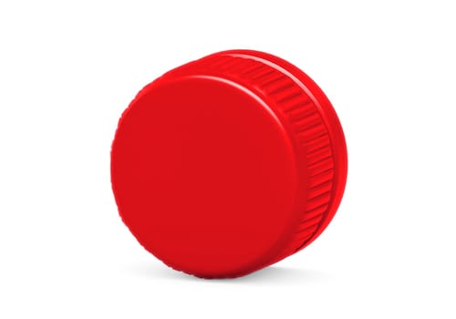 Red plastic bottle caps isolated on white background