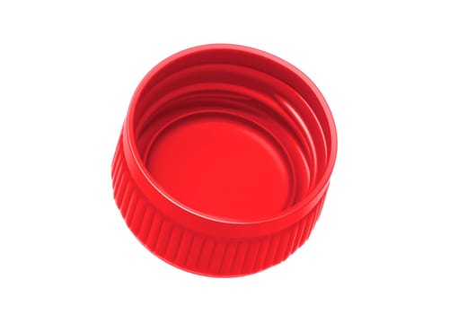 Red plastic bottle caps isolated on white background