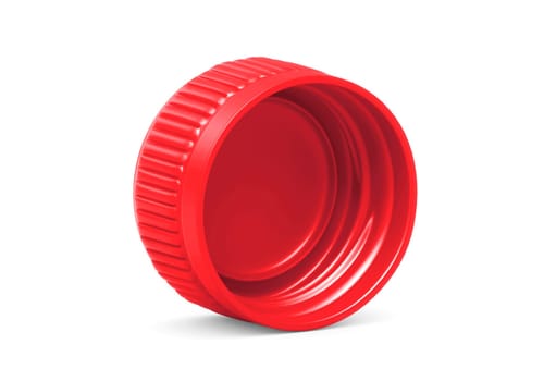 Red plastic bottle caps isolated on white background