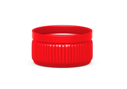 Red plastic bottle caps isolated on white background