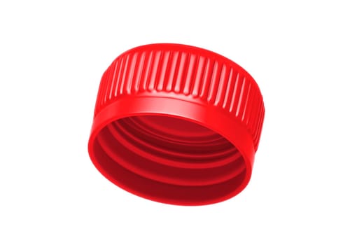 Red plastic bottle caps isolated on white background