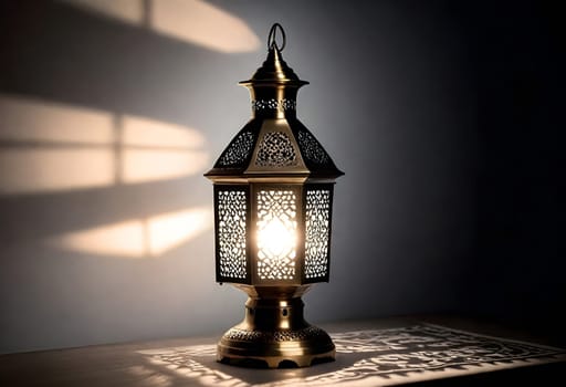 AI generated of a lamp lantern with a light on it and the sun shining through the window