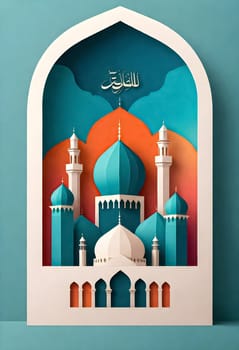 AI generated of a picture of a mosque with the islamic calligraphy on it