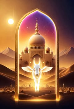 AI generated of a poster for a magical sheep on the desert