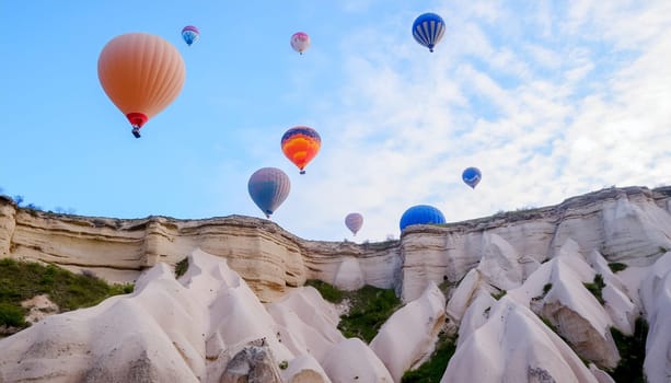 Many Hot Air Balloons In Cappadocia Turkey