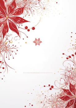 Winter Floral Invitation. Winter themed vertical floral invitation with white background and copy space.Event invitations, holiday stationery, seasonal greeting cards.