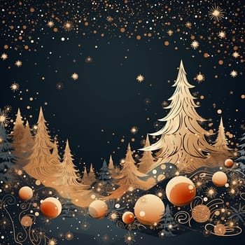 A stylized image of a winter landscape with trees and decorations, perfect for holiday copying.