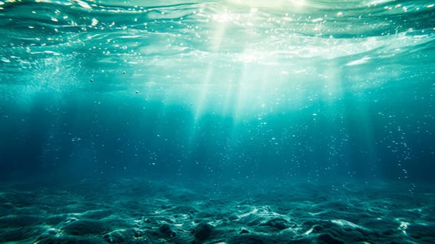View of the ocean floor with sunlight breaking through