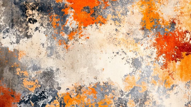 Black, white and orange old weathered surface in horror style. Abstract texture of rusty aged surface
