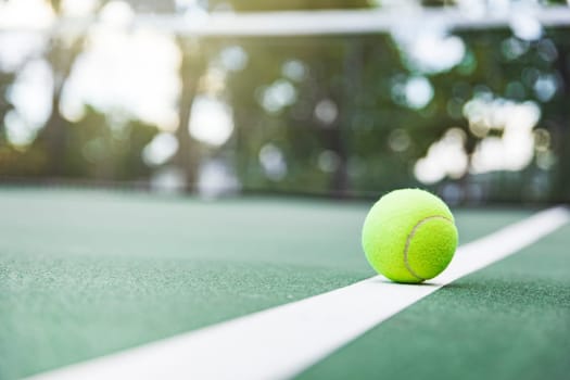 Tennis ball on the court with copy space for your text
