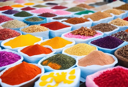 AI generated of a variety of spices in spice market welcoming eid al adha celebration