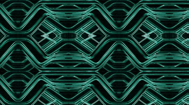 Abstract background with a geometric pattern of green on a black background