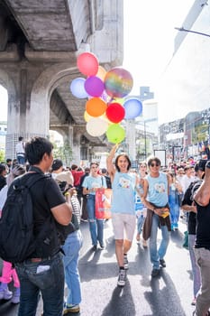 Bangkok, Thailand - JUN 4, 2023 Siam Center The World of Freedom and Pride 2023, The short action and atmosphere of people joins celebrations in the event.