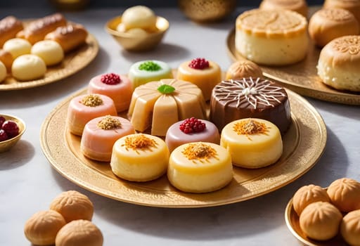 AI generated of a plate of desserts for eid ul adha, eid al-adha celeberation