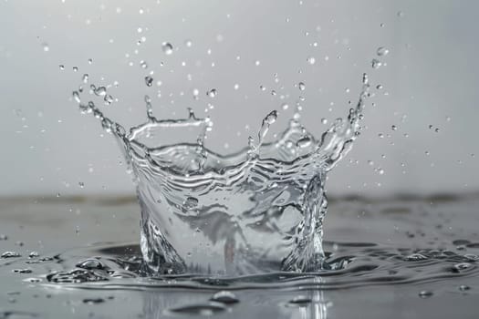A glass of water delicately balanced, with a playful splash frozen in time, capturing the essence of hydration and vitality.