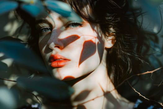 A woman with her face intricately painted like a butterfly, embodying the ethereal beauty and grace of the insect.