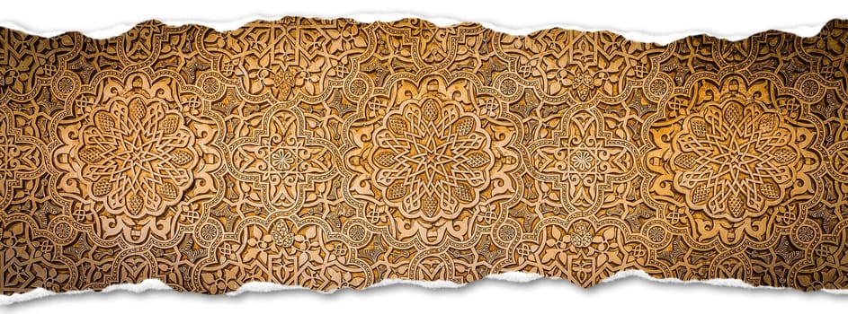 Creative picture of arabic background. Beige arab geometric decoration - retro design