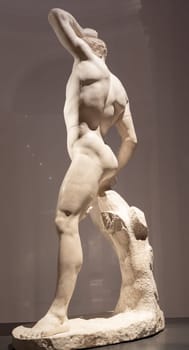 Bassano del Grappa, Italy - 22 December 2023: Creugante sculpture, by Antonio Canova, 1796. Masculine body statue, athlete strength