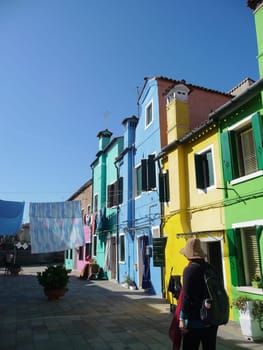 Burano, Italy October 11, 2019: Burano is an island in the Venetian Lagoon, northern Italy, near Torcello at the northern end of the lagoon