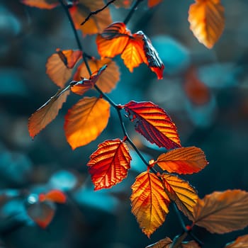 Beautiful autumnal background with colourful leaves generated by artificial intelligence
