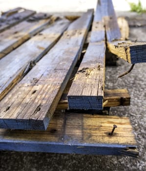 Detail of old abandoned pine wood boards