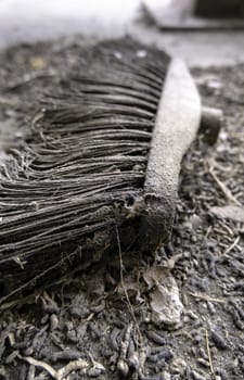 Detail of old and damaged broom for sweeping dirt