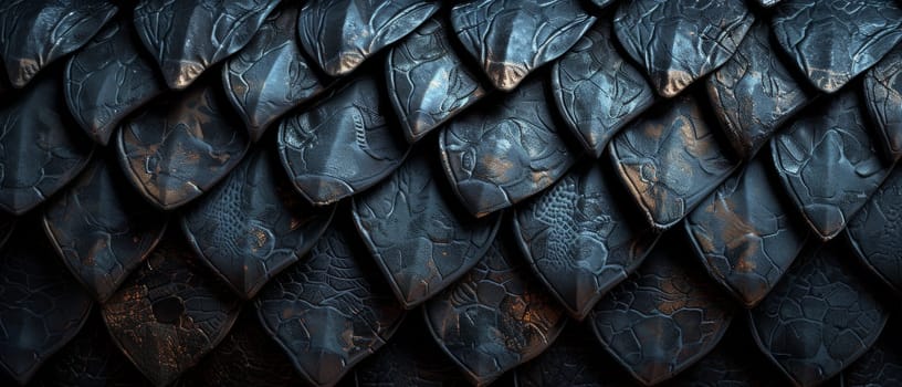 Close-up of dark fish scales showing subtle textures and organic patterns