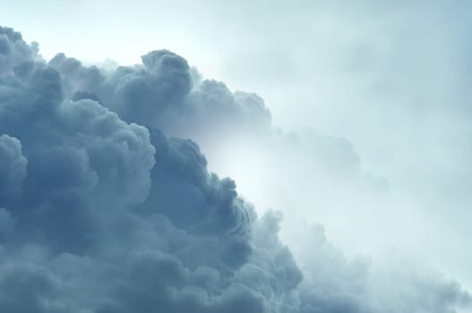 A cluster of thick thunderclouds in close-up .Texture or background