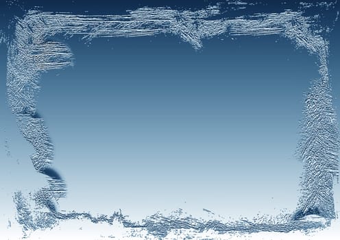 Winter blue background in the form of a frame with an empty space in the center for text or logo