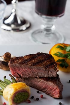 steak with grilled potato on a plate