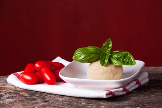yeast dough with basil leaf