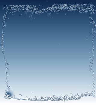 Winter blue background in the form of a rough frame