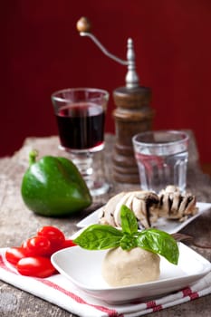 yeast dough with basil leaf